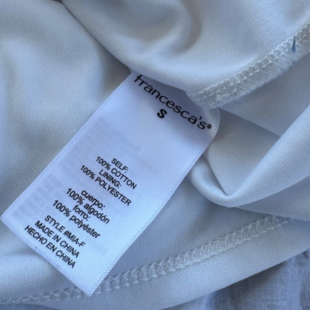 White Tiered Ruffle Mini Skirt Smocked Waist Francesca's Size Small - Picture 4 of 5